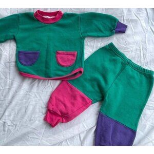 Vintage Trend Basics 1980 Girls Babies New Born Sz 18 Months Outfit Green Pink